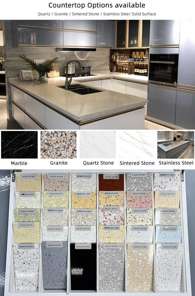 Modern Complete White Kitchen Cabinets in Ltaly Style Aluminum Design with Cupboards for Kitchen Design