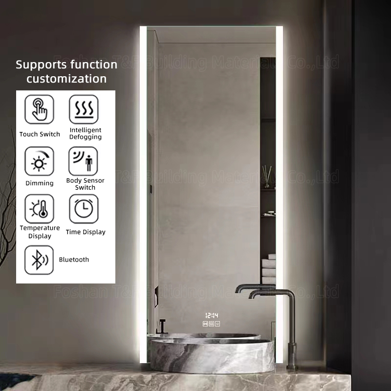 Modern Miroir Intelligent Salle De Bain Touch Switch Rectangle Dimmable Led Smart Vanity Bathroom Mirrors