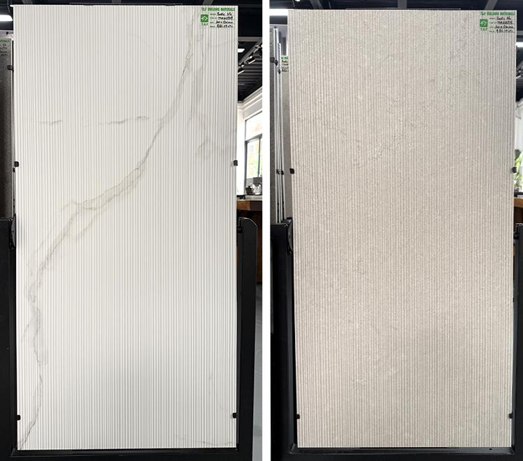 Premium 60x120 Limestone Textured Grooved Flat Matte Surface Porcelain Wall Tiles for Bathroom and Toilet