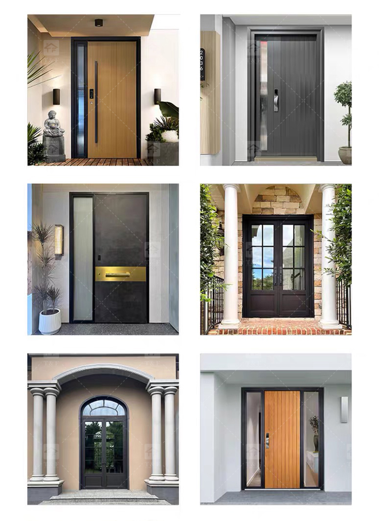 Modern Style High Quality Steel Door Cast Aluminum and Wrought Iron with Waterproof Finished Surface for Villa Application