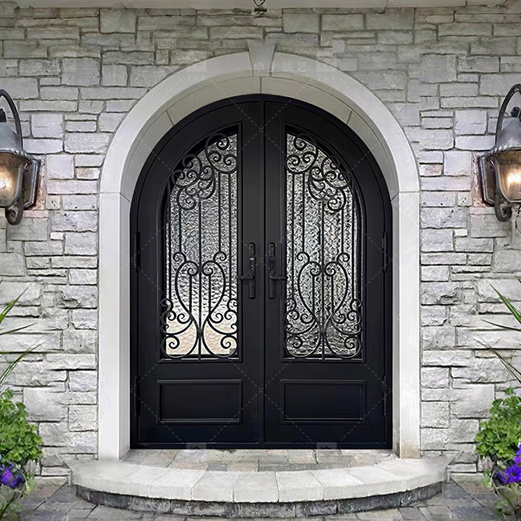 Modern Style High Quality Steel Door Cast Aluminum and Wrought Iron with Waterproof Finished Surface for Villa Application