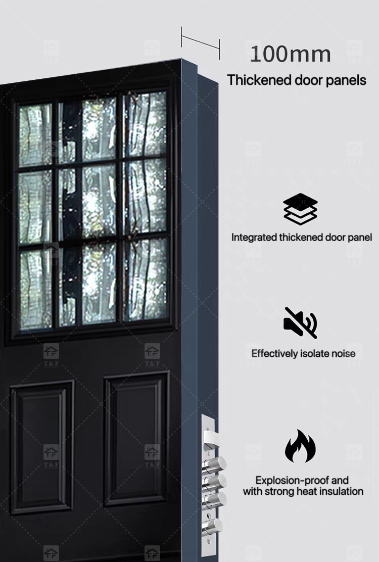 New Design Luxury Double Front Entry Door Home Wrought Iron Double Door for House Villa Door
