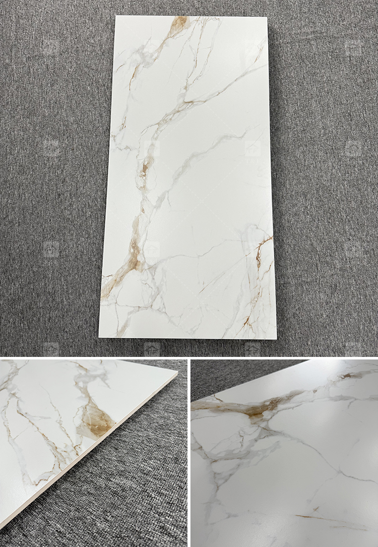 60x120 Calacatta Gold White Marble Look Matte Porcelain Tiles for Floor Matt Carreau De Maison