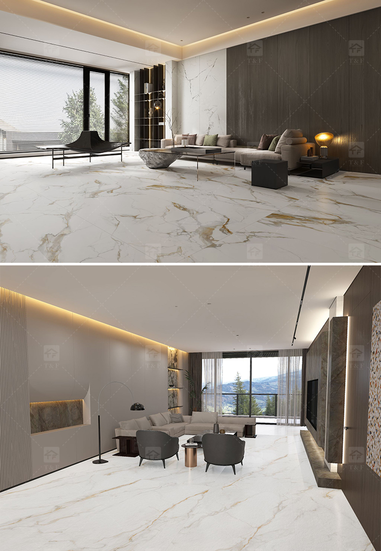 60x120 Calacatta Gold White Marble Look Matte Porcelain Tiles for Floor Matt Carreau De Maison