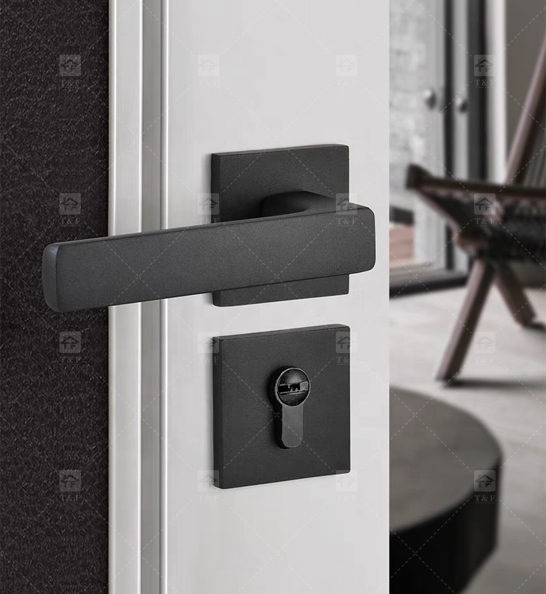 Modern Luxury Deep Grey Magnetic Silence Door Handles Universal for Home Office Apartment Hotels Made of Steel Zinc Alloy