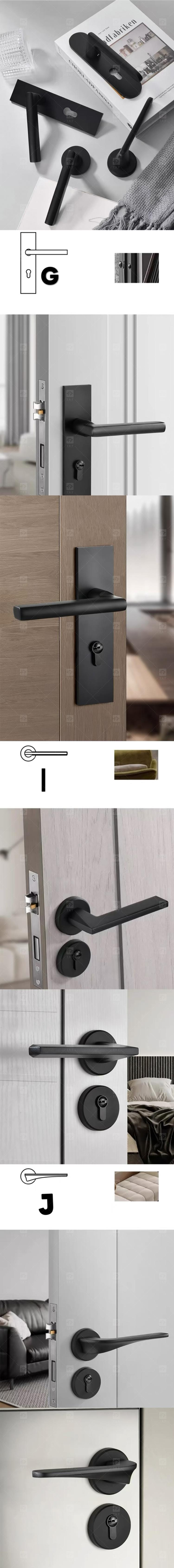 Modern Luxury Deep Grey Magnetic Silence Door Handles Universal for Home Office Apartment Hotels Made of Steel Zinc Alloy