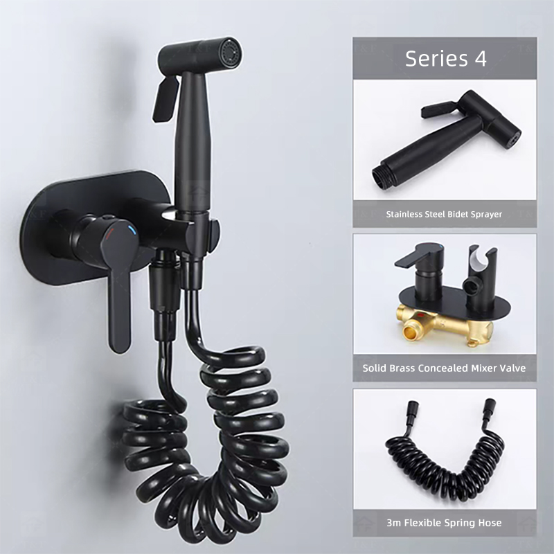 Portable Brass Bidet Spray Toilet Handheld Shattaf Set Hot and Cold Mixer Concealed Wall Mounted Bidet Spray