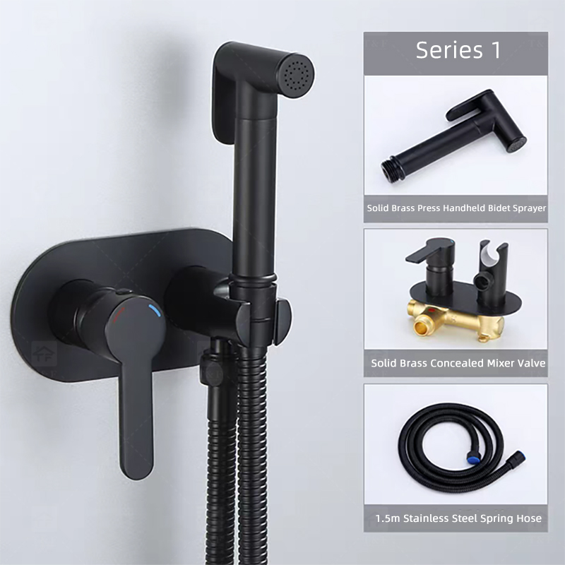Portable Brass Bidet Spray Toilet Handheld Shattaf Set Hot and Cold Mixer Concealed Wall Mounted Bidet Spray