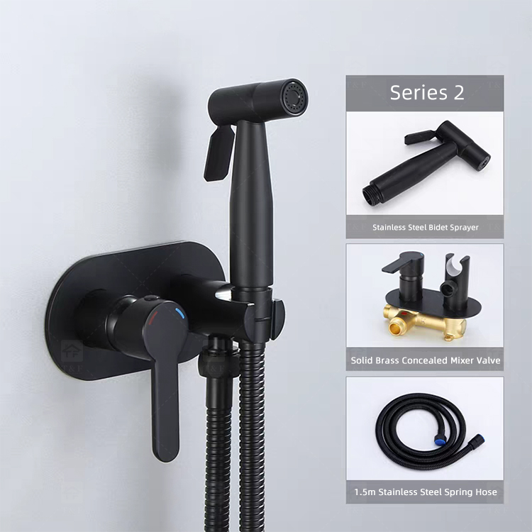 Portable Brass Bidet Spray Toilet Handheld Shattaf Set Hot and Cold Mixer Concealed Wall Mounted Bidet Spray