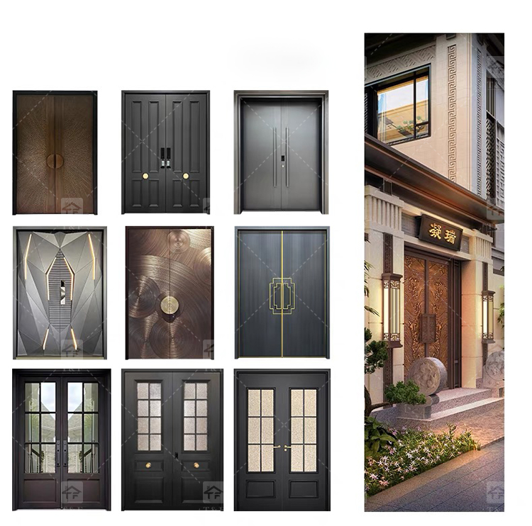 Modern Minimalist Home Design Entrance Door Finished Security Aluminum Front Entry Waterproof Feature for Exterior Application