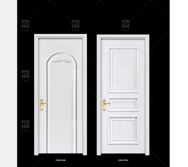 Modern Solid Wood Villa Door Hot Selling Interior Living and Bedroom Door with Carving Technique Finished Surface
