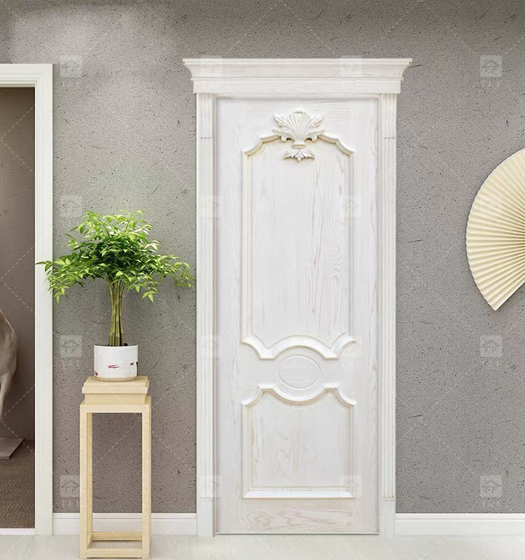 High Quality White Solid Wood Door American Style New Design for Villa House and Projects Interior Use Finished Surface