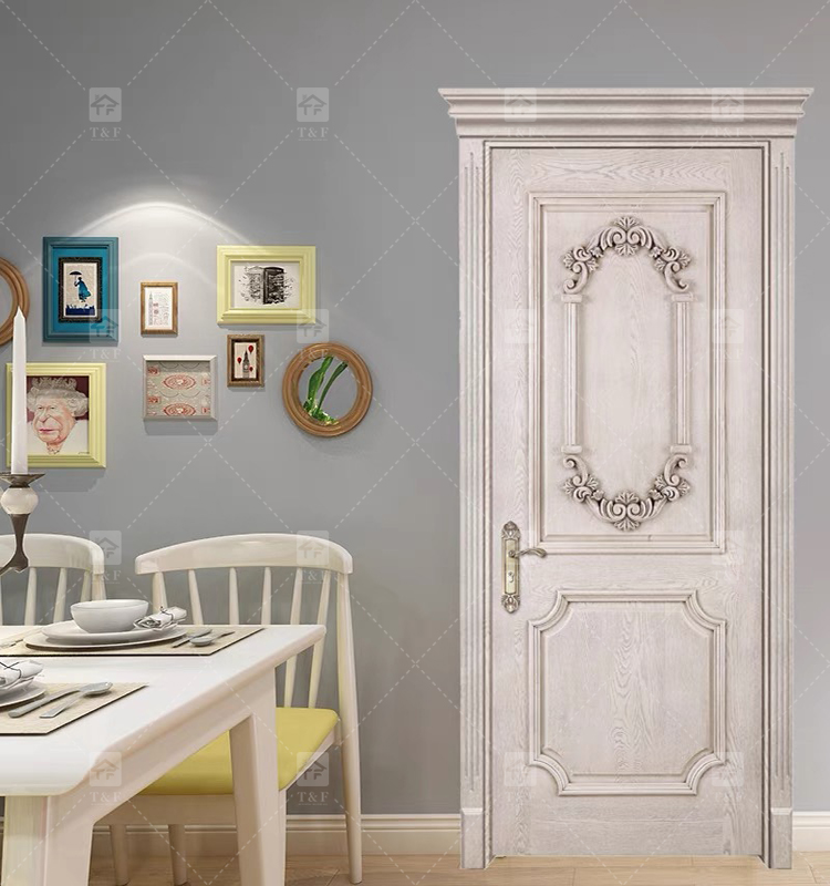 High Quality White Solid Wood Door American Style New Design for Villa House and Projects Interior Use Finished Surface