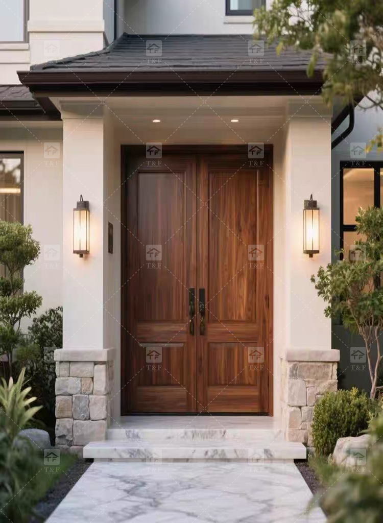 Customized High Quality Modern Wood Front Door Waterproof Exterior Main Entry Security Door Finished Interior Outdoor