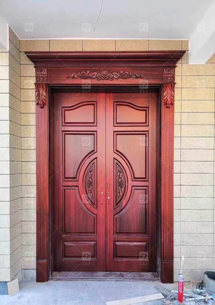 Customized High Quality Modern Wood Front Door Waterproof Exterior Main Entry Security Door Finished Interior Outdoor