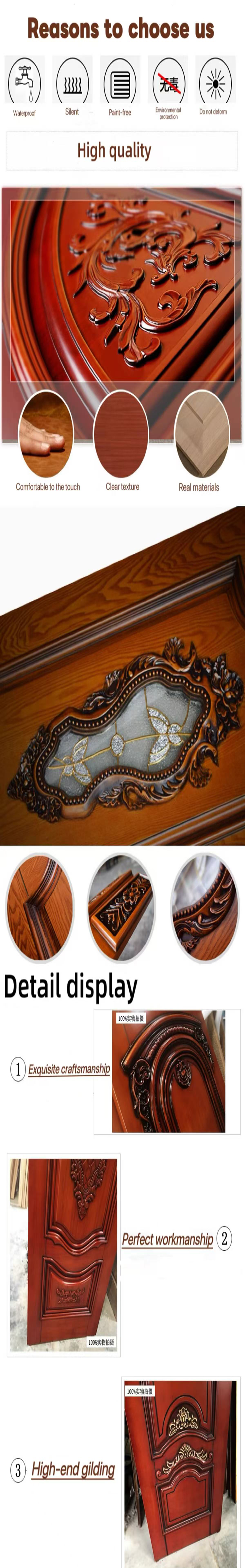 Customized High Quality Modern Wood Front Door Waterproof Exterior Main Entry Security Door Finished Interior Outdoor