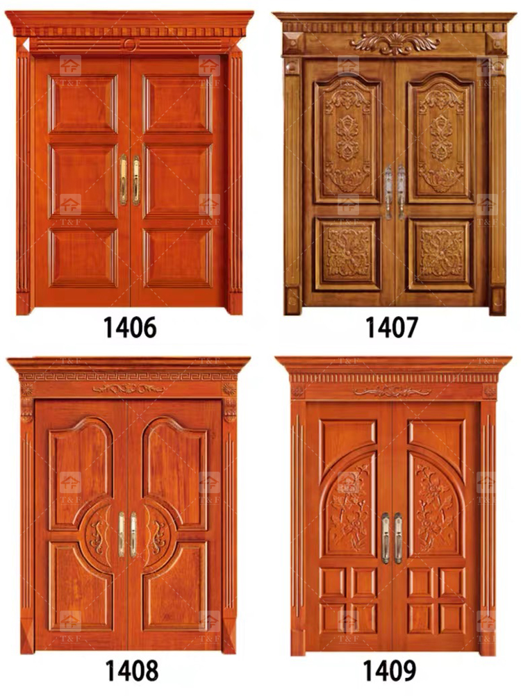 Customized High Quality Modern Wood Front Door Waterproof Exterior Main Entry Security Door Finished Interior Outdoor