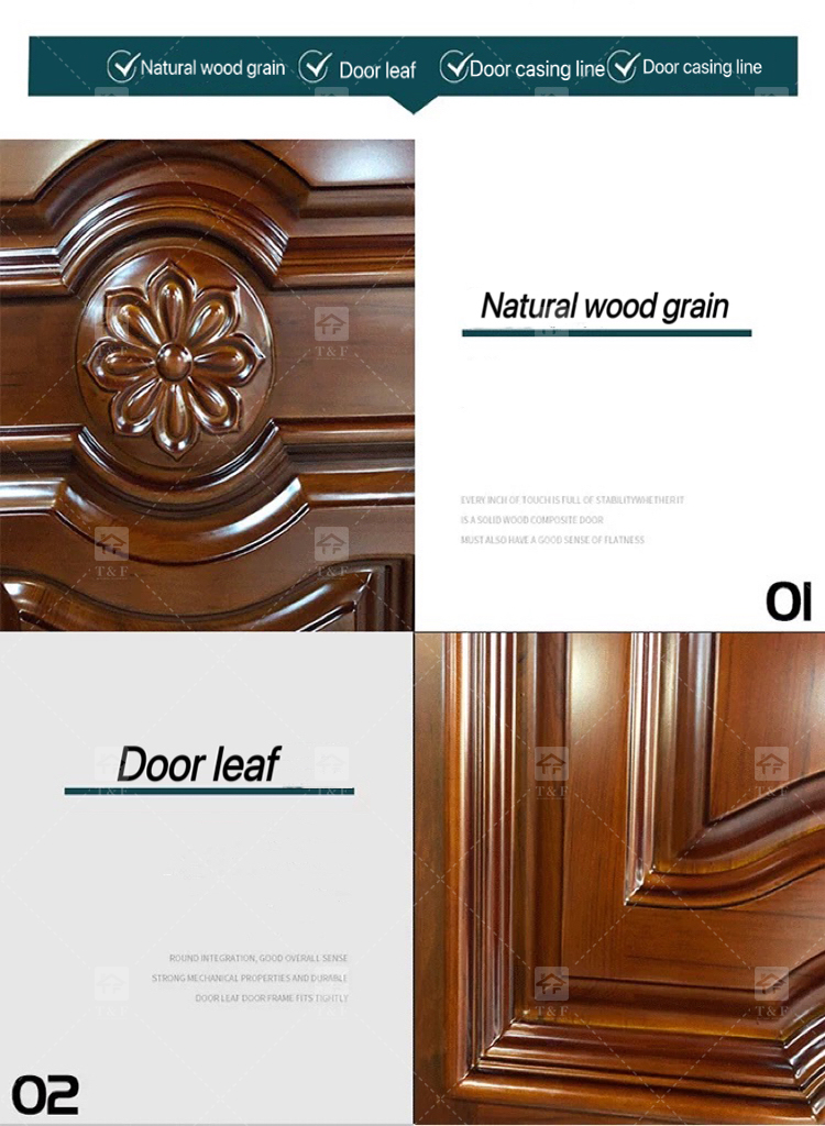 Customized High Quality Modern Wood Front Door Waterproof Exterior Main Entry Security Door Finished Interior Outdoor