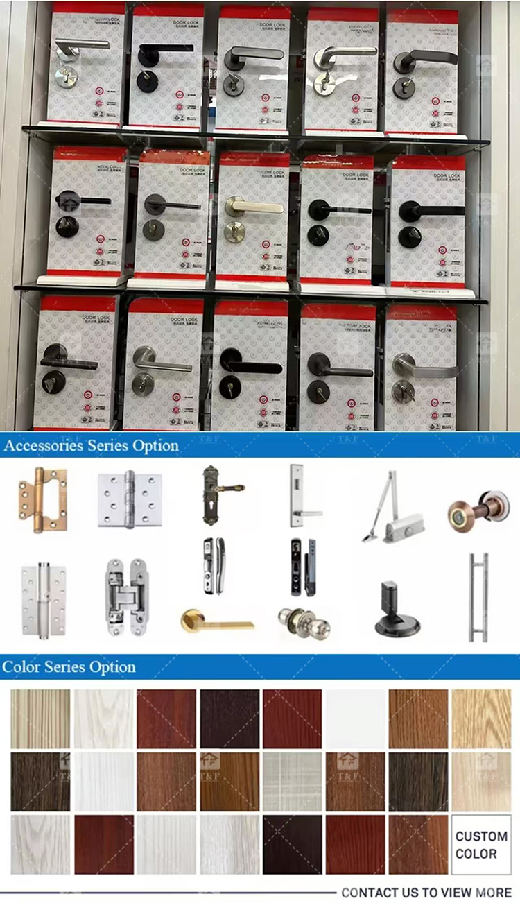 Modern Waterproof Solid Wood Interior Doors New Design with Accessories on Sale for Hotel and Bedroom Application