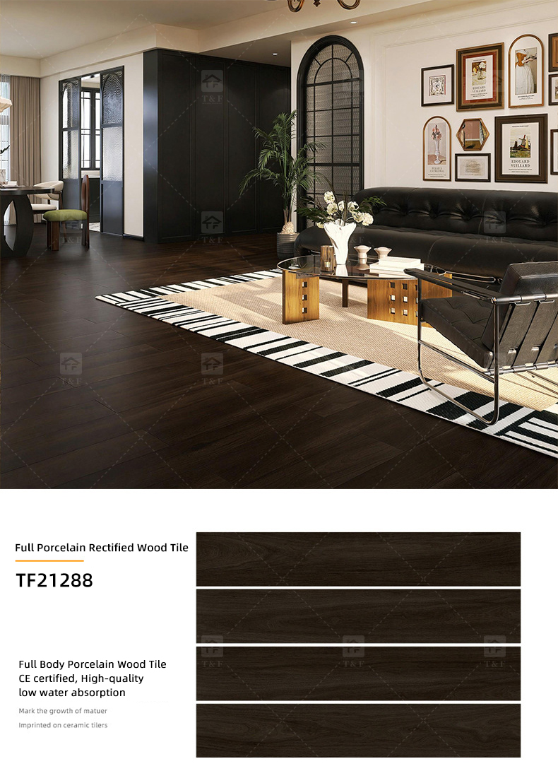 20x120cm Porcelain Wood Look Anti-slip Matte Glazed Full Body Rectified Wooden Floor Tiles for Living Room