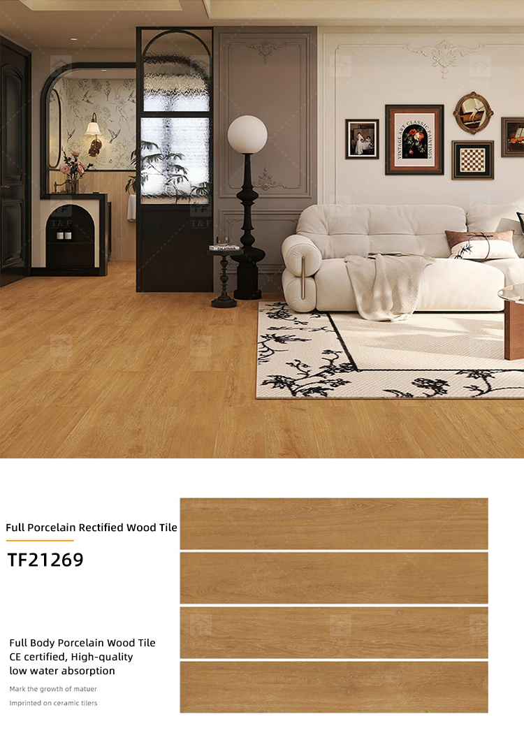 20x120cm Porcelain Wood Look Anti-slip Matte Glazed Full Body Rectified Wooden Floor Tiles for Living Room