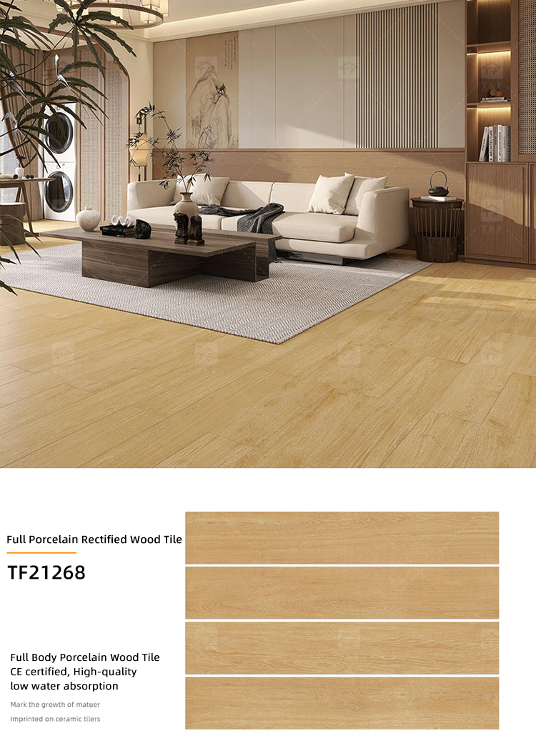 20x120cm Porcelain Wood Look Anti-slip Matte Glazed Full Body Rectified Wooden Floor Tiles for Living Room