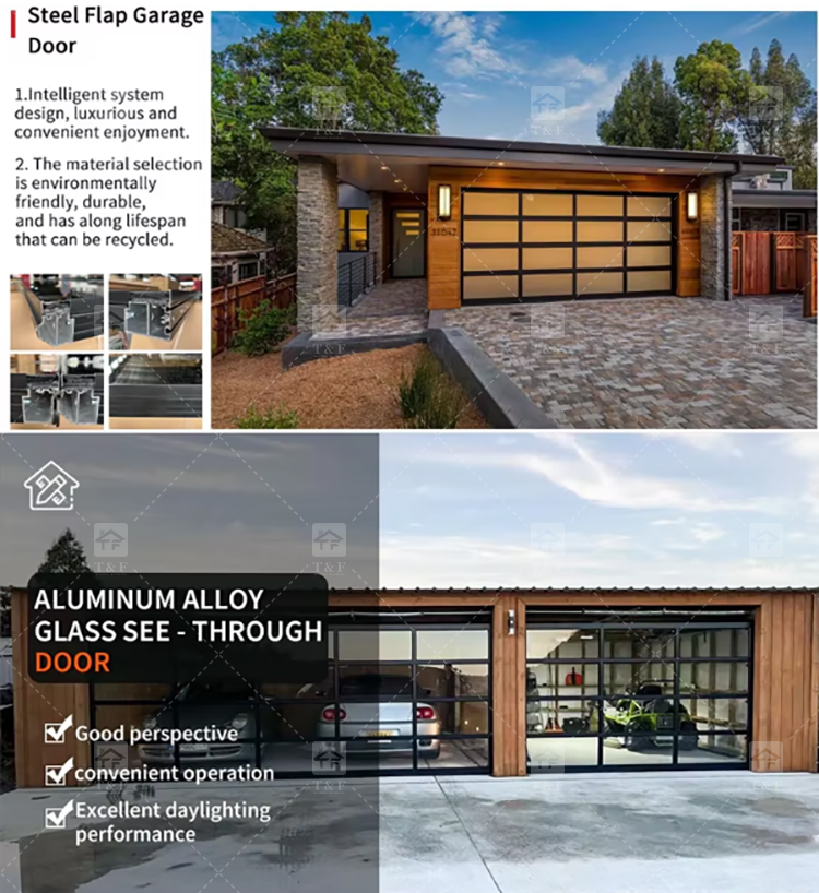 Modern European Style Aluminum Frosted Glass Garage Roller Door with Motor for Villa Exterior Waterproof