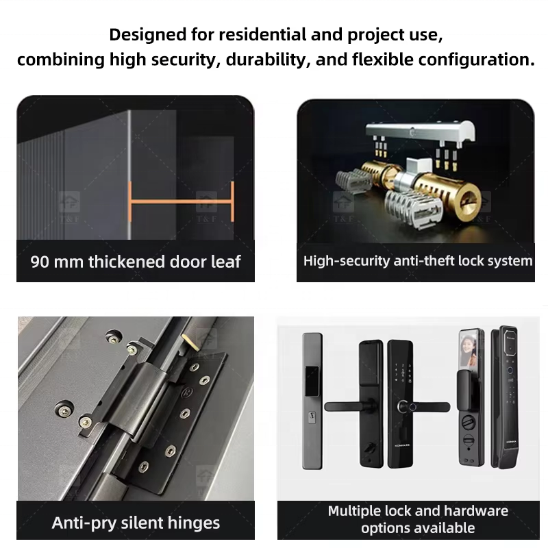Luxury Villa Main Door Extra-Large 3D Carving Wood Surface Pivot Metal Entrance Door for Modern House Exterior