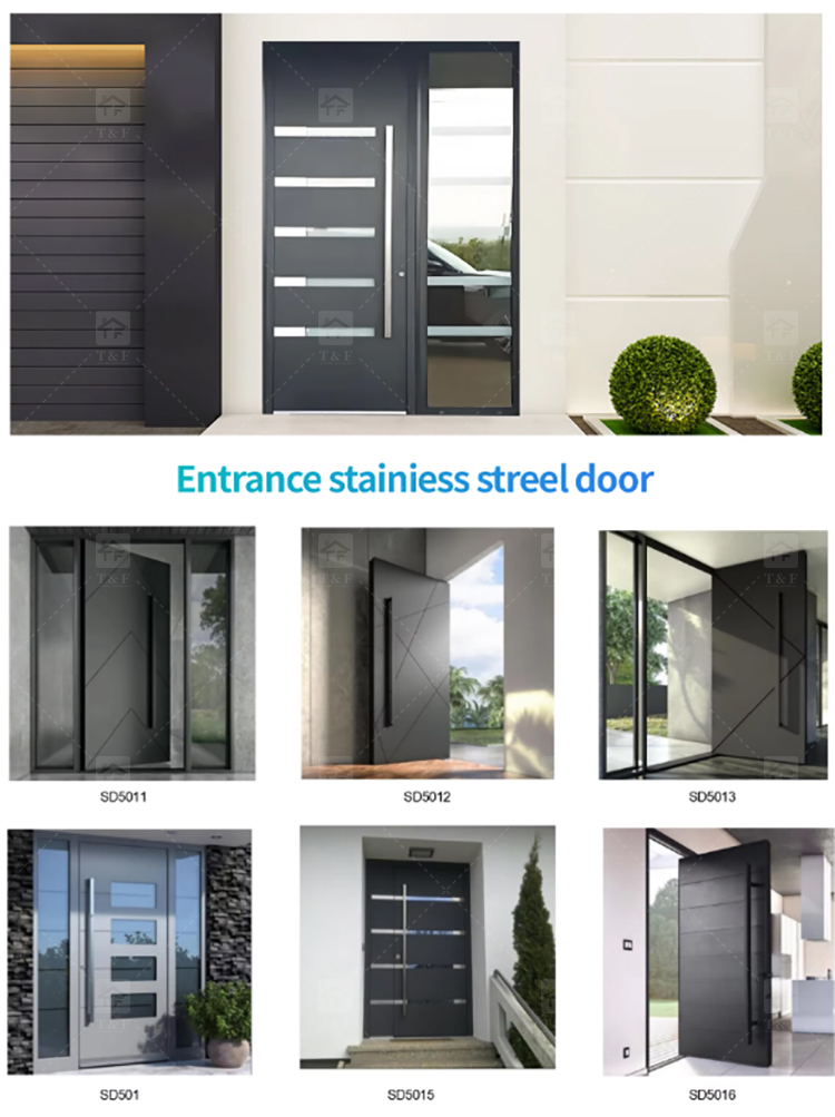 Luxury Villa Main Door Extra-Large 3D Carving Wood Surface Pivot Metal Entrance Door for Modern House Exterior