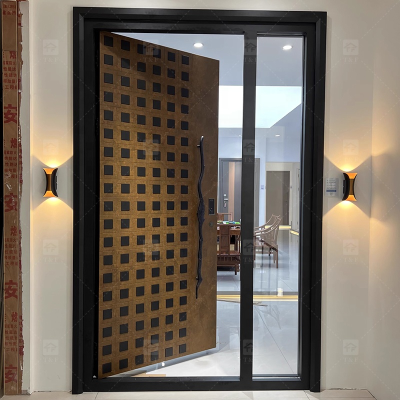 Modern Design Cast Aluminum Alloy Security Entry Door with Anti-Theft Lock for Exterior Use in Apartments and Villas