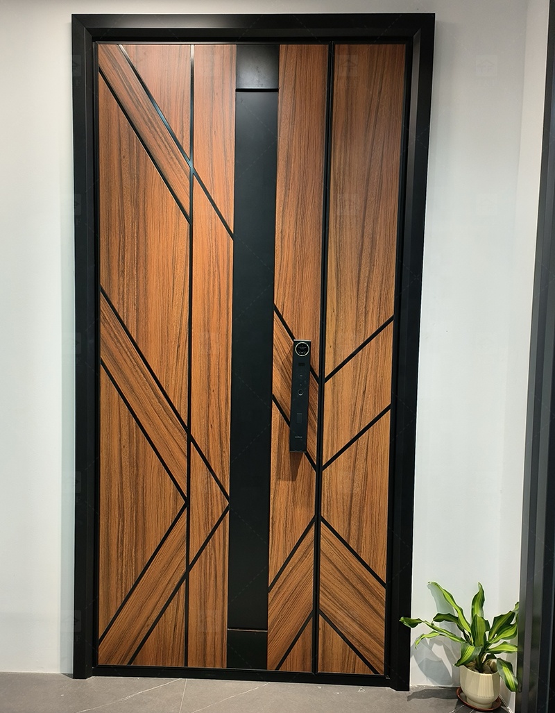 Modern Design Cast Aluminum Alloy Security Entry Door with Anti-Theft Lock for Exterior Use in Apartments and Villas