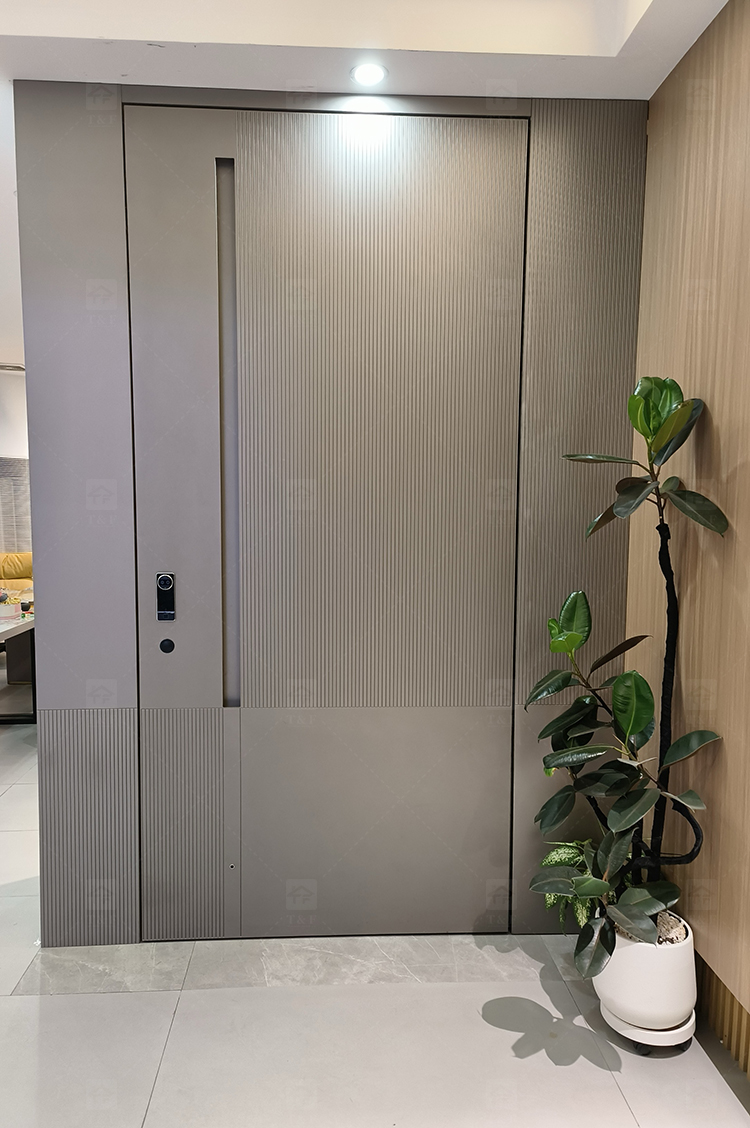 Modern Design Cast Aluminum Alloy Security Entry Door with Anti-Theft Lock for Exterior Use in Apartments and Villas