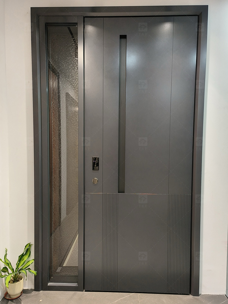 Modern Design Cast Aluminum Alloy Security Entry Door with Anti-Theft Lock for Exterior Use in Apartments and Villas