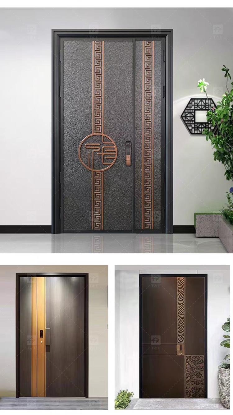 Modern Design Cast Aluminum Alloy Security Entry Door with Anti-Theft Lock for Exterior Use in Apartments and Villas