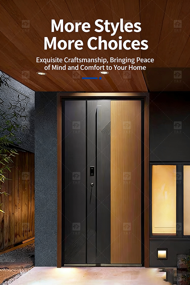 Modern Design Cast Aluminum Alloy Security Entry Door with Anti-Theft Lock for Exterior Use in Apartments and Villas
