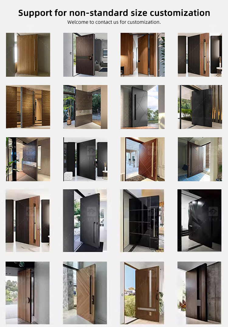 Customized Exterior Pivot Entrance Door Heavy-Duty Large Villa Aluminum Wood Security Front Door