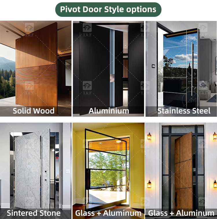 Customized Exterior Pivot Entrance Door Heavy-Duty Large Villa Aluminum Wood Security Front Door