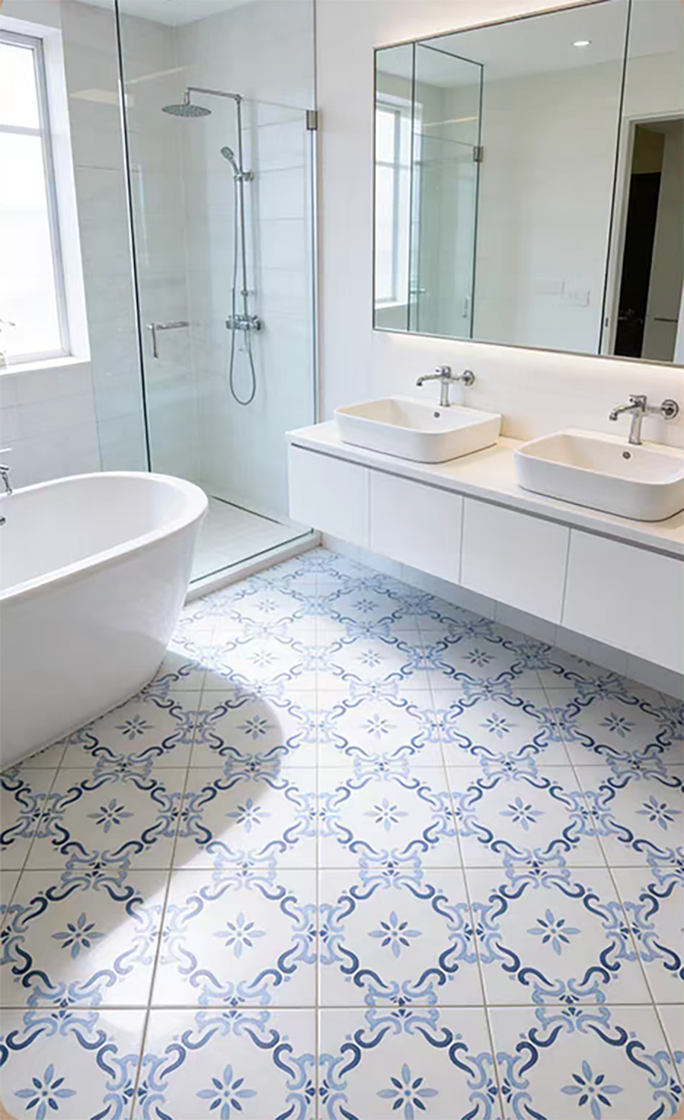 200x200mm Vintage Blue White Porcelain Pattern Tiles for Bathroom and Toilet Shower Kitchen Floor Wall Tile