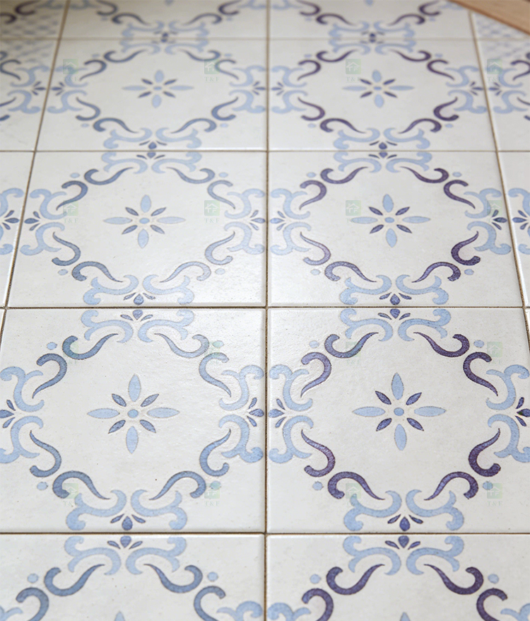 200x200mm Vintage Blue White Porcelain Pattern Tiles for Bathroom and Toilet Shower Kitchen Floor Wall Tile