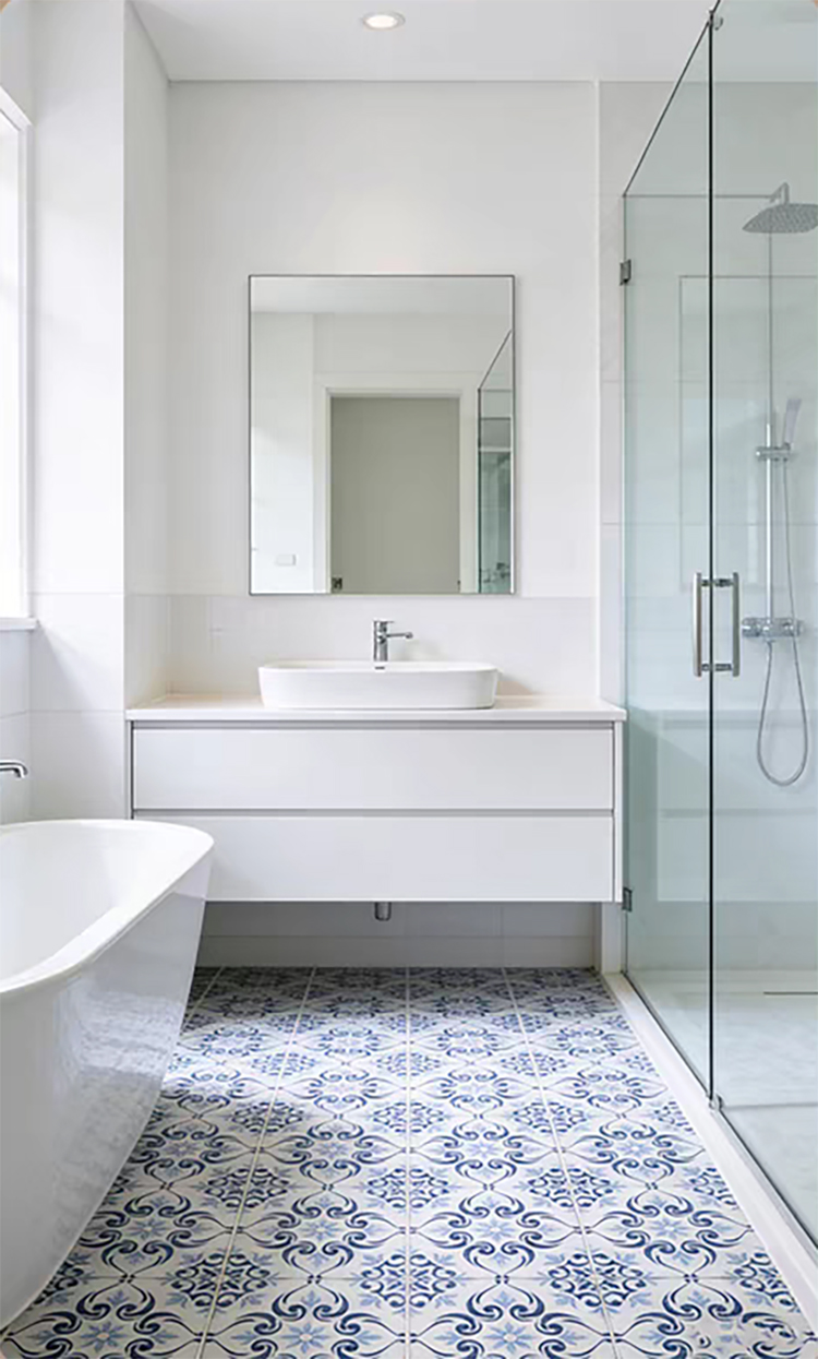 200x200mm Vintage Blue White Porcelain Pattern Tiles for Bathroom and Toilet Shower Kitchen Floor Wall Tile