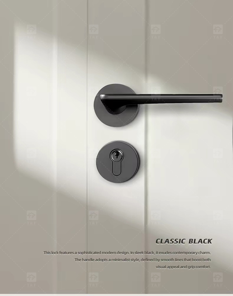 Modern Nordic Minimalist Villa School Interior Door Lock Zinc Alloy Silent Lever Lock Multi-color Easy Installation Home Door