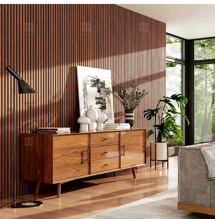Waterproof Fire Resistant WPC Bamboo Composite 3D Fluted Panneau Mural Wall Cladding Panel for Interior Decorative