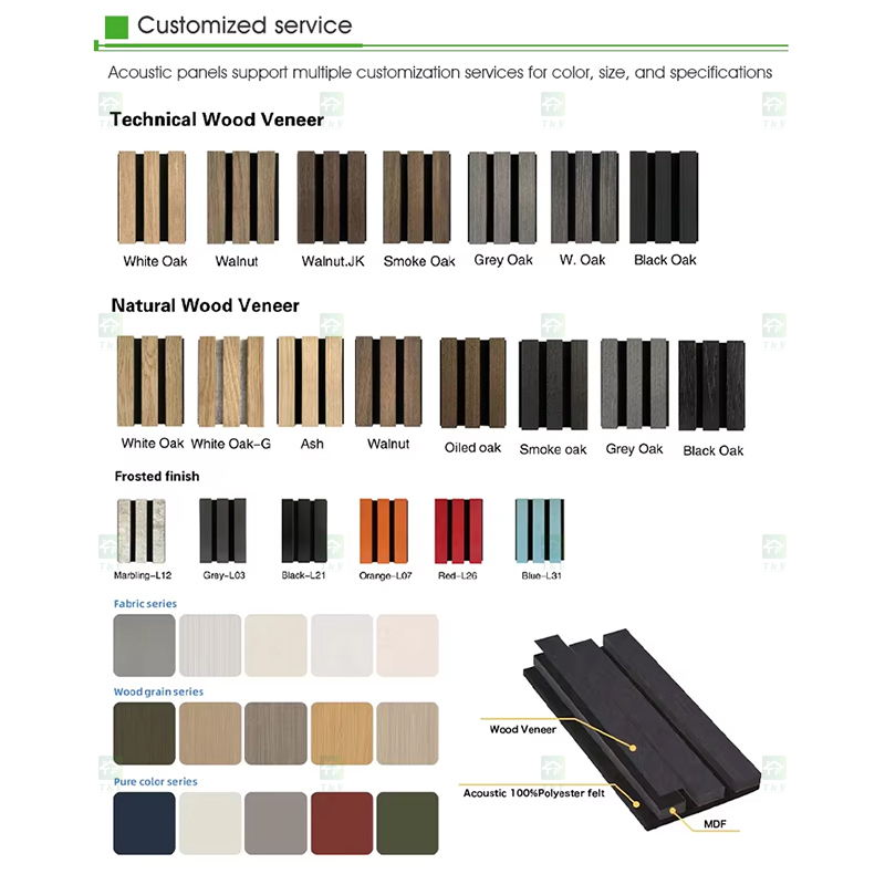 Modern 3D Wood Slat Acoustic Panel PET Polyester Fiber Veneer Wall Panel for Interior Wall and Ceiling Decoration