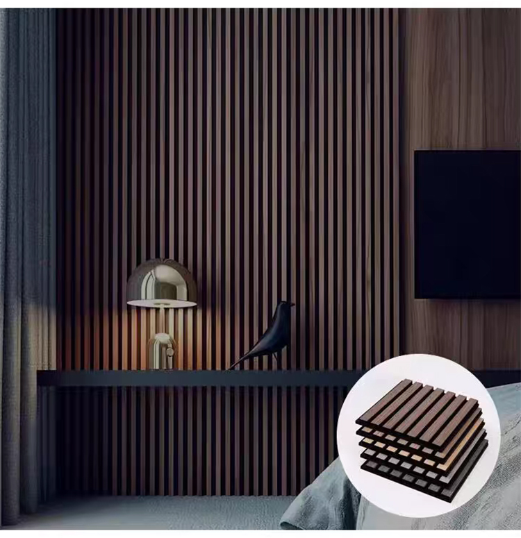 Modern 3D Wood Slat Acoustic Panel PET Polyester Fiber Veneer Wall Panel for Interior Wall and Ceiling Decoration