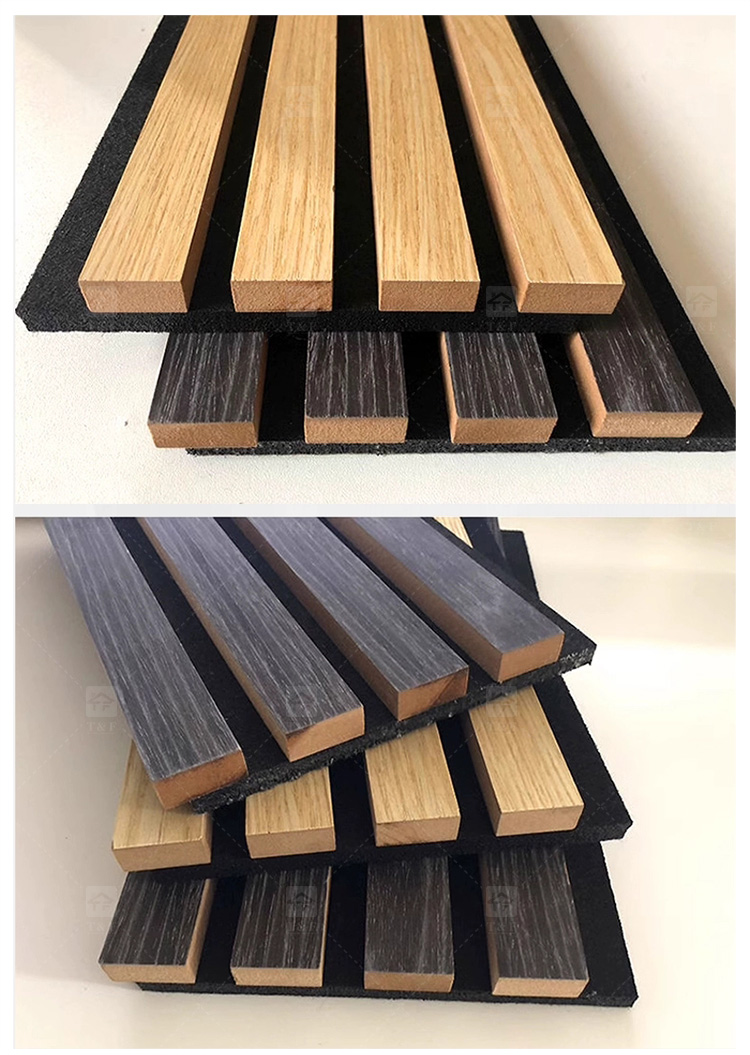 Modern 3D Wood Slat Acoustic Panel PET Polyester Fiber Veneer Wall Panel for Interior Wall and Ceiling Decoration