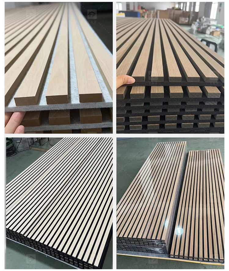 Modern 3D Wood Slat Acoustic Panel PET Polyester Fiber Veneer Wall Panel for Interior Wall and Ceiling Decoration