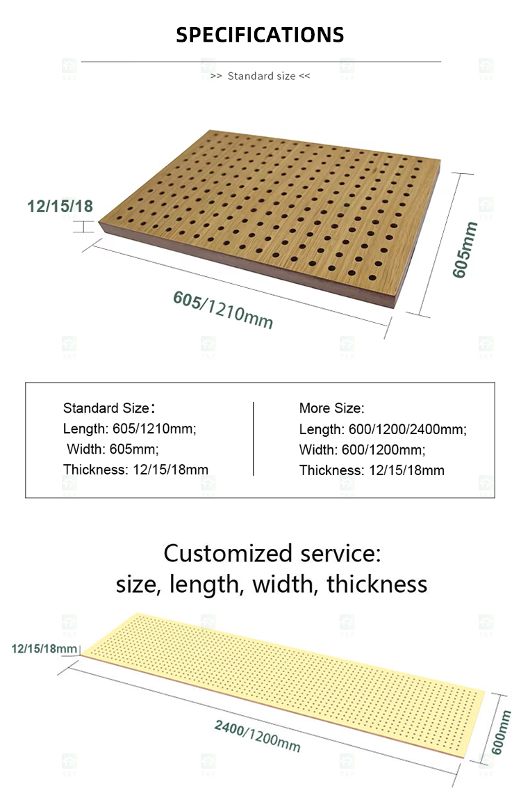 Custom Micro Perforated Wood Veneer Acoustic Panel Fireproof MDF Sound Absorbing Wall Decor Panel