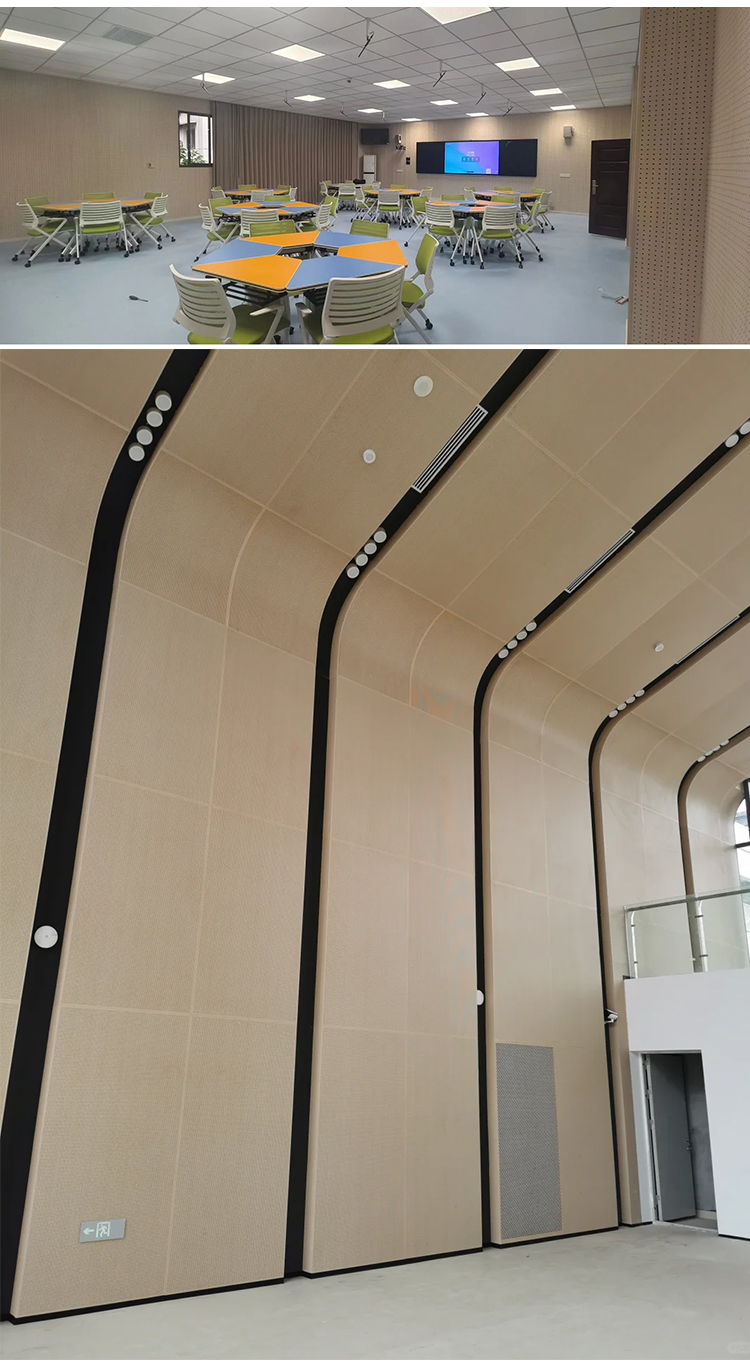 Custom Micro Perforated Wood Veneer Acoustic Panel Fireproof MDF Sound Absorbing Wall Decor Panel