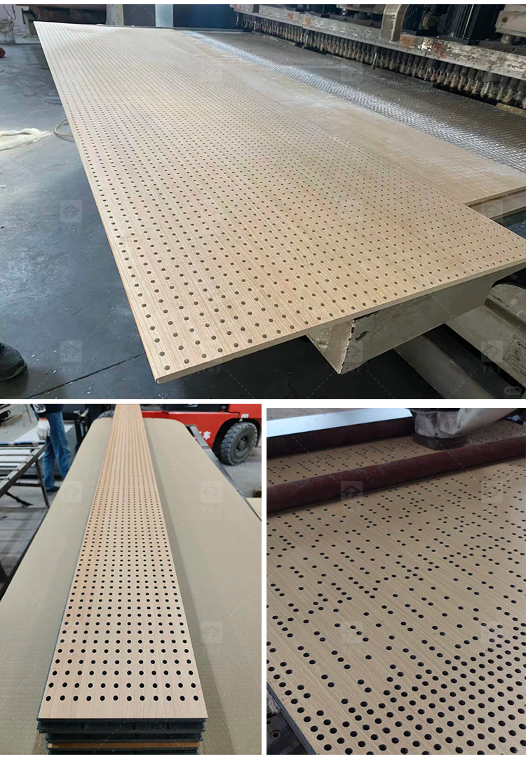 Custom Micro Perforated Wood Veneer Acoustic Panel Fireproof MDF Sound Absorbing Wall Decor Panel