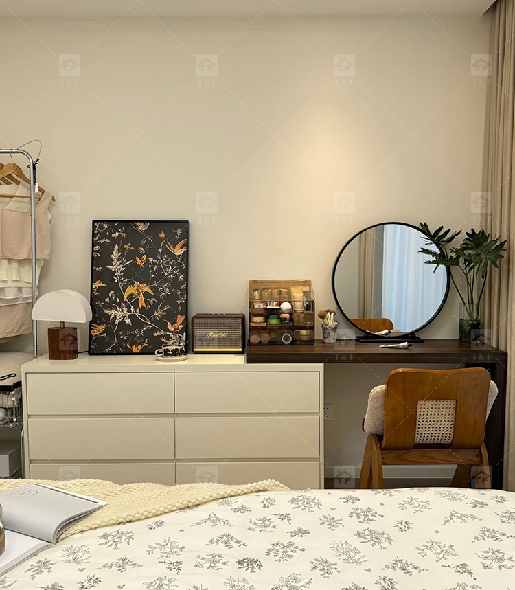 Custom Modern Lighted Mirror Makeup Table with 3 Drawers Wooden Vanity Set for Bathroom Hotel Projects Vanity Con Luz Led